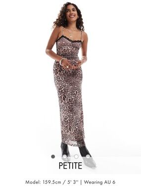 Miss Selfridge Leopard Print Slip Dress in Brown and Black